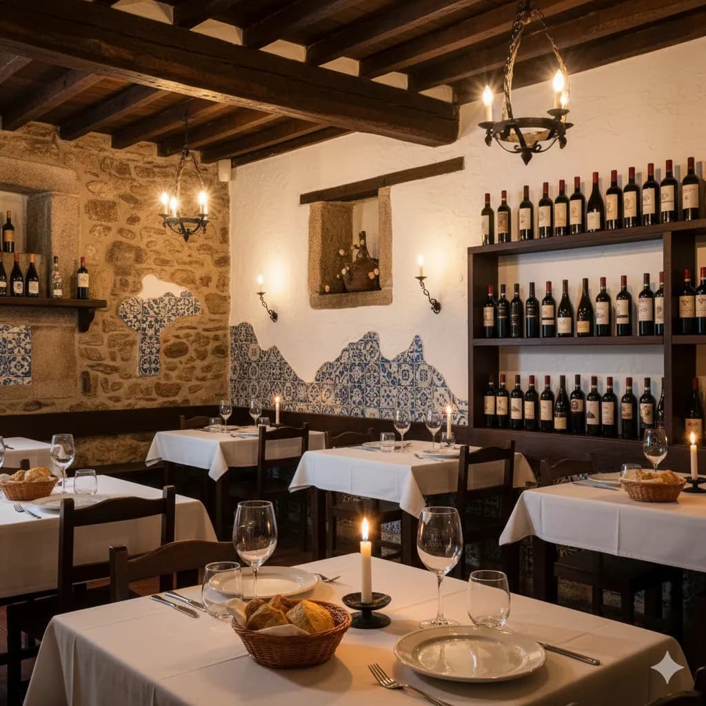 Interior da Tasca Velha com decoração portuguesa tradicional